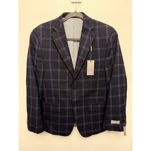 Michael Kors Kevin Blazer 36S Navy Windowpane Check NWT Tailored Fit Jacket